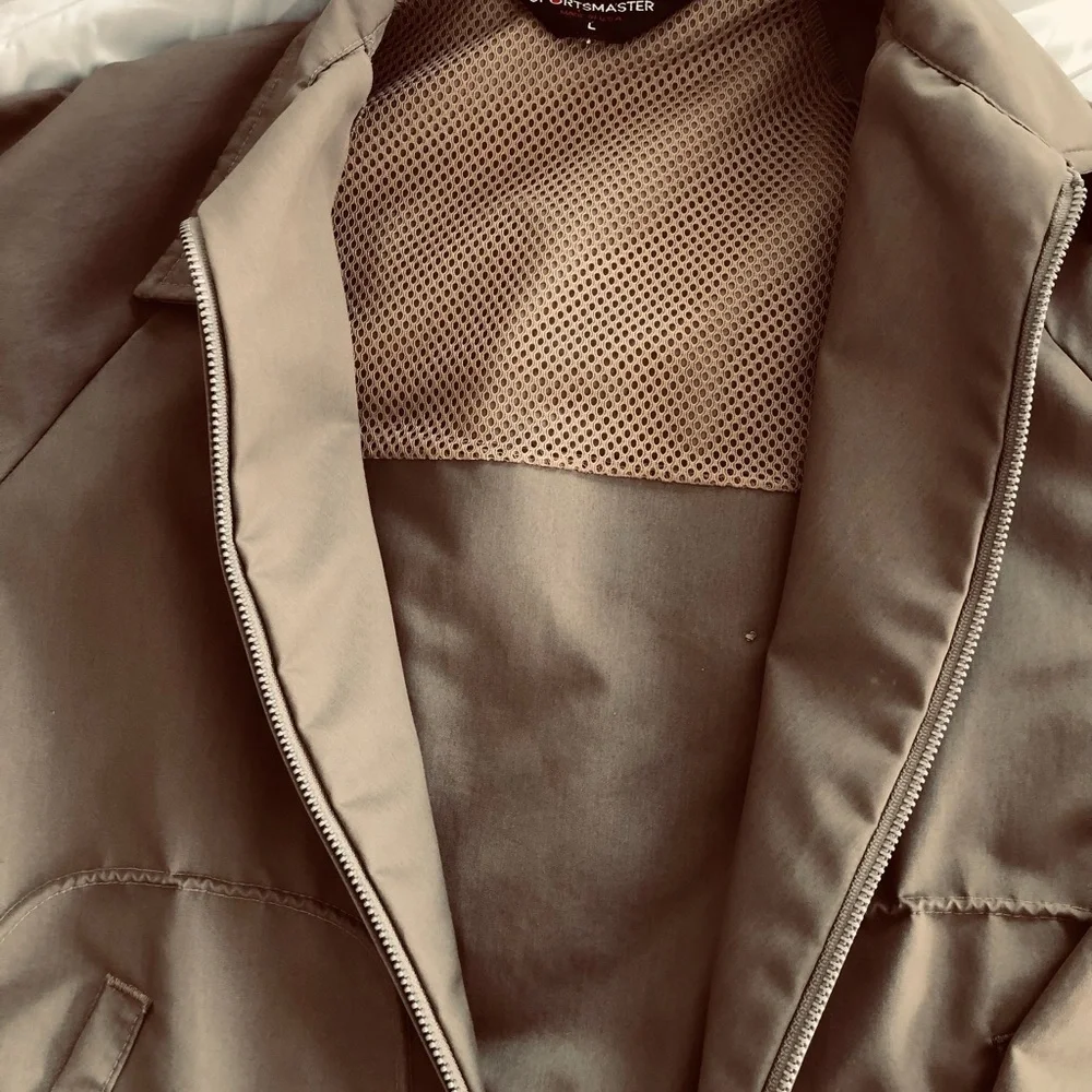 Size L Sportsmaster Vintage Harrington Style Men's Khaki Windbreaker Jacket USA